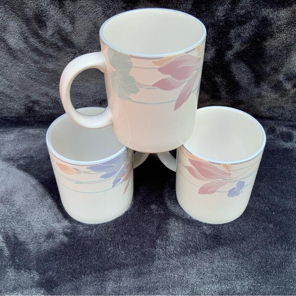 Coffee Mug Tender Bloom White Pastel Lot of 3 - Picture 2 of 6